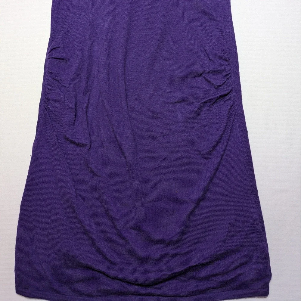 Velvet by Graham Spencer M Purple V-Neck Knit Bodycon‎ Side Ruched Dress Mid